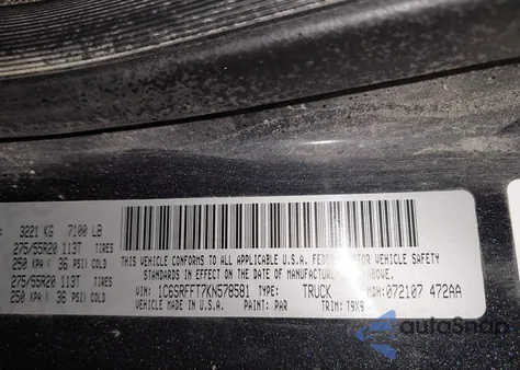 2019 Ram 1500 Big Horn/Lone Star 4X4 5'7 Box z USA, uszkodzony, nr VIN 1C6SRFFT7KN578581